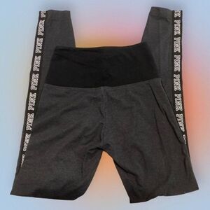SOLD Pink by VS Dk Grey High Waist Yoga Pants, Legging Logo Stripe -  Size XS/XP